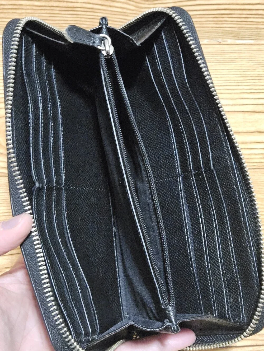 Coach Black Signature Zip Around Wallet